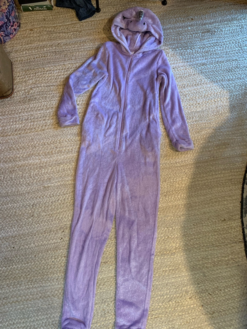 Secret Treasures Lavender Plush Sparkly Unicorn Pajama One-Piece